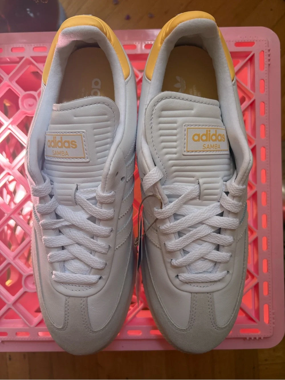 adidas samba spikeless golf shoes 'cloud white'/'ice tangerine'
